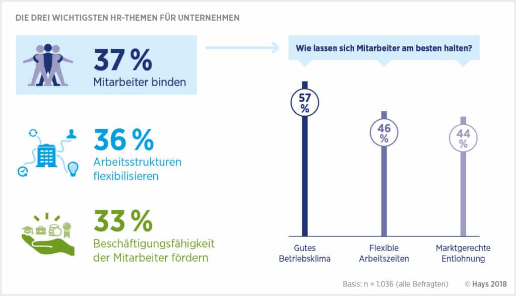 Das sind die drei wichtigsten HR-Themen für Unternehmen (Infografik: Hays)